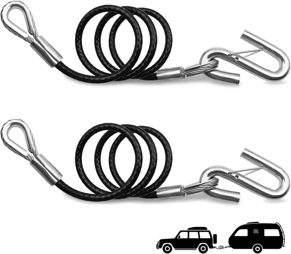  VIVBOO 44 Inch Trailer Safety Cables with Hooks - 2-Pack Tow Straps with 5000 Lbs Break Strength, Boat Trailer Safety Chains for Ultimate Security